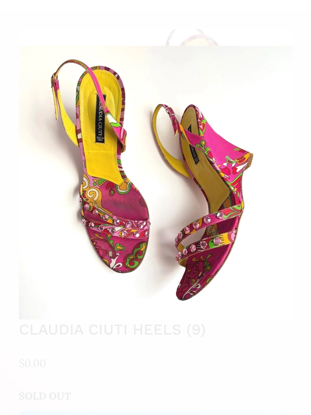 Claudia Ciuti Pink Slingback Embellished Wedge Sandals